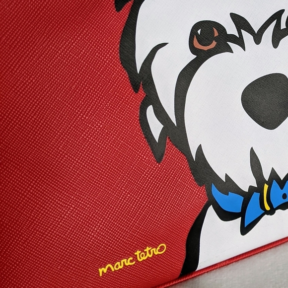 marc tetro Westie Large Zip Top Cosmetic Case Pouch Bag PVC Saffiano Red NWT - Picture 4 of 14